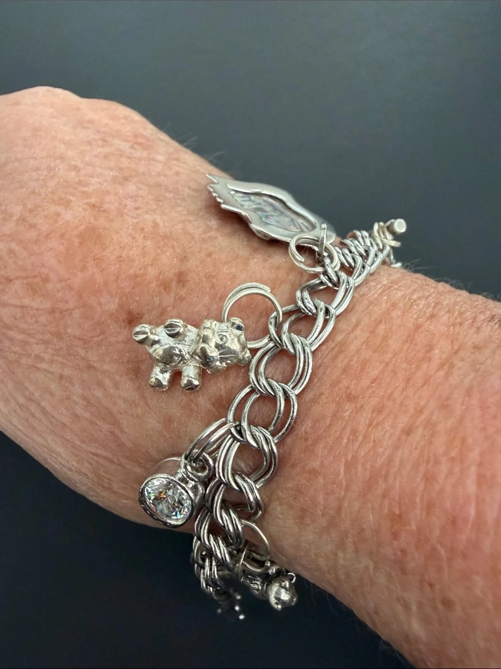 Vintage Silver Charm Bracelet with Photo Frame & Animal Charms - Picture 3 of 3